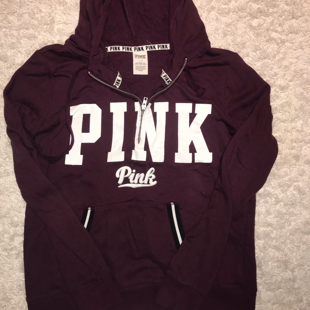 VS PINK HOODIE WITH QUARTER ZIP!